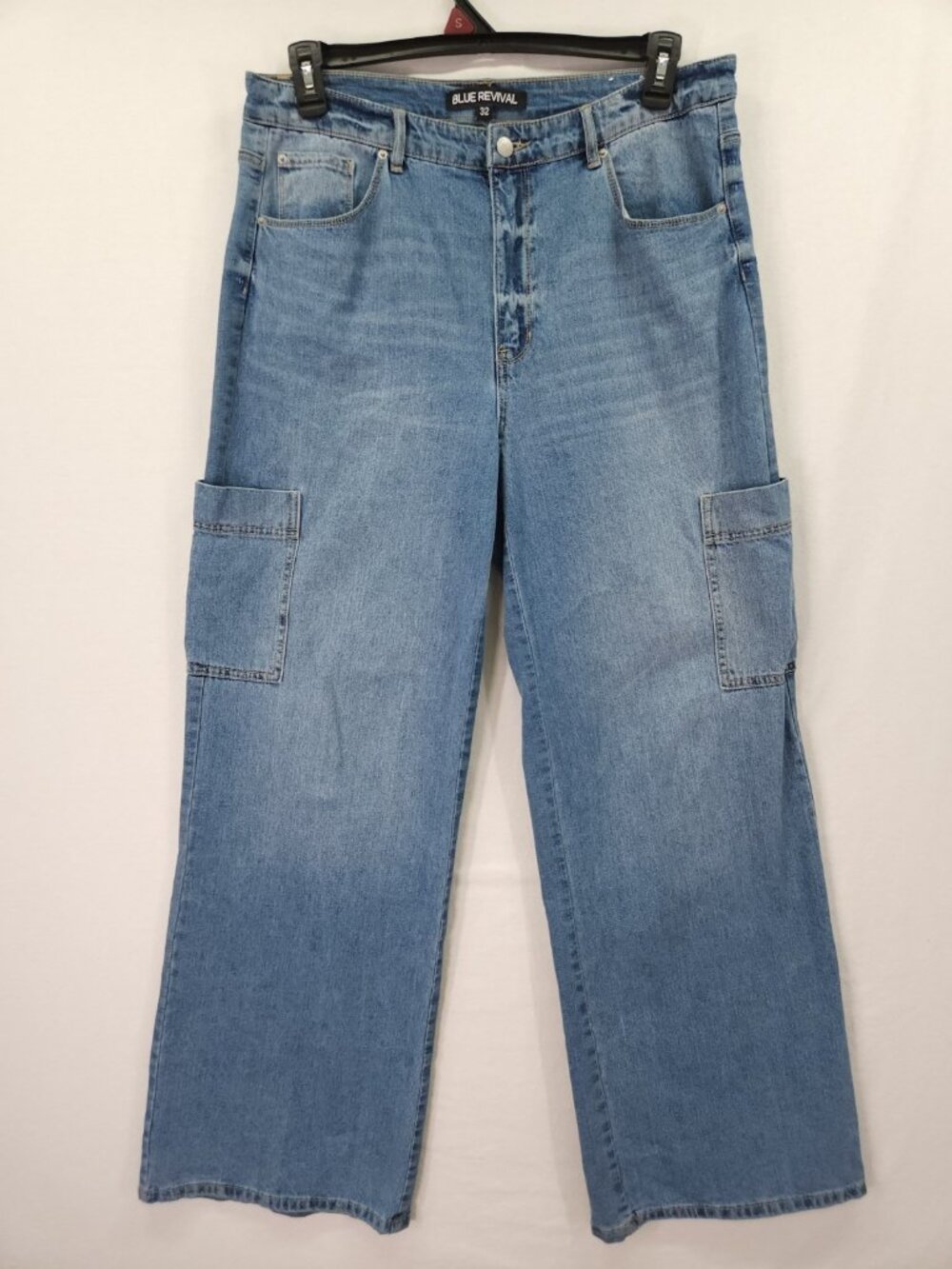 Blue Revival Size 32 (Actual 35x31)  Wide Leg Cargo Baggie Jeans Y2K Streetwear